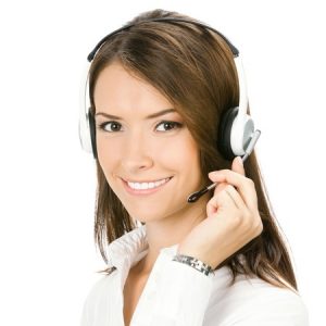 13679665 - portrait of happy smiling cheerful beautiful young customer support phone operator in headset, isolated over white background